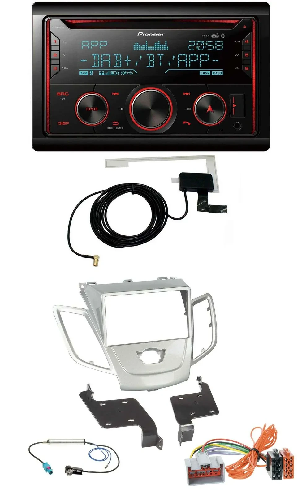 Pioneer 2DIN MP3 DAB USB CD Bluetooth Autoradio für Ford Fiesta 08-10 silber