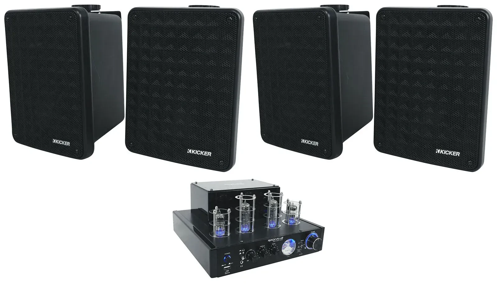 Усилитель мощности Rockville BluTube LED+(2) 46KB6B с комплектом акустики