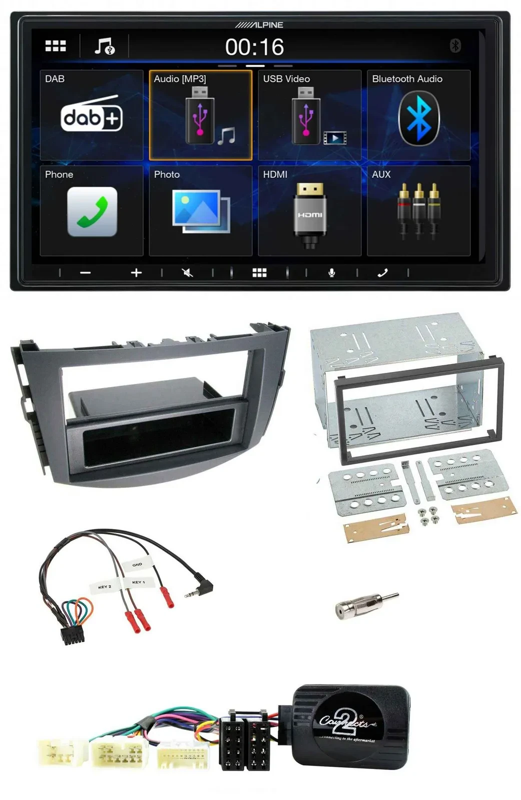Alpine Bluetooth 2DIN Lenkrad DAB USB Autoradio für Toyota RAV 4 2006-2011