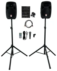 Rockville RPG102K 10" Speakers DJ PA System w/Bluetooth+Mic+Stands+Mackie Mixer