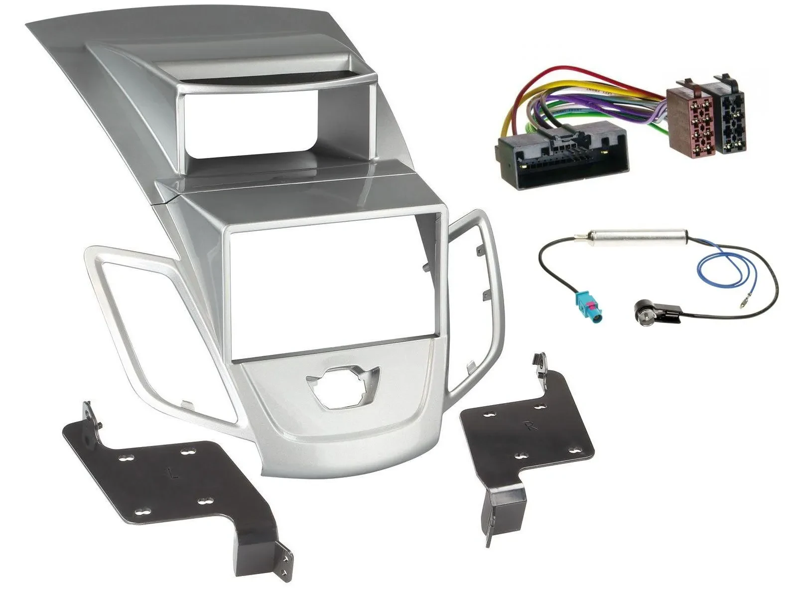 Radioeinbauset Doppel DIN Autoradio für Ford Fiesta 2010-17 Display silber