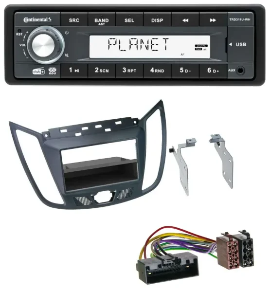 Continental MP3 AUX USB DAB 1DIN Autoradio für Ford C-Max / Kuga - dunkelgrau