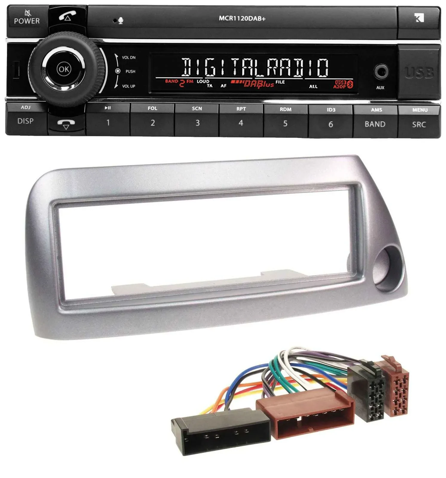 Kienzle Bluetooth MP3 USB DAB Autoradio für Ford Ka bis 2008 silber-metallic