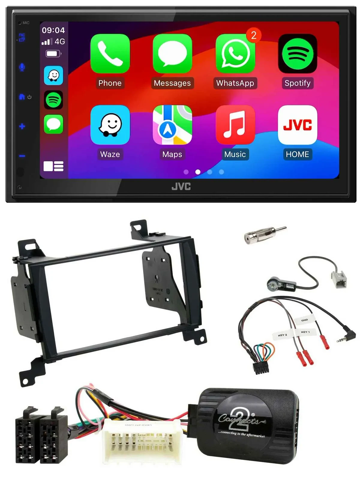 JVC Bluetooth 2DIN Lenkrad DAB USB Autoradio für Hyundai Santa Fe 07-12