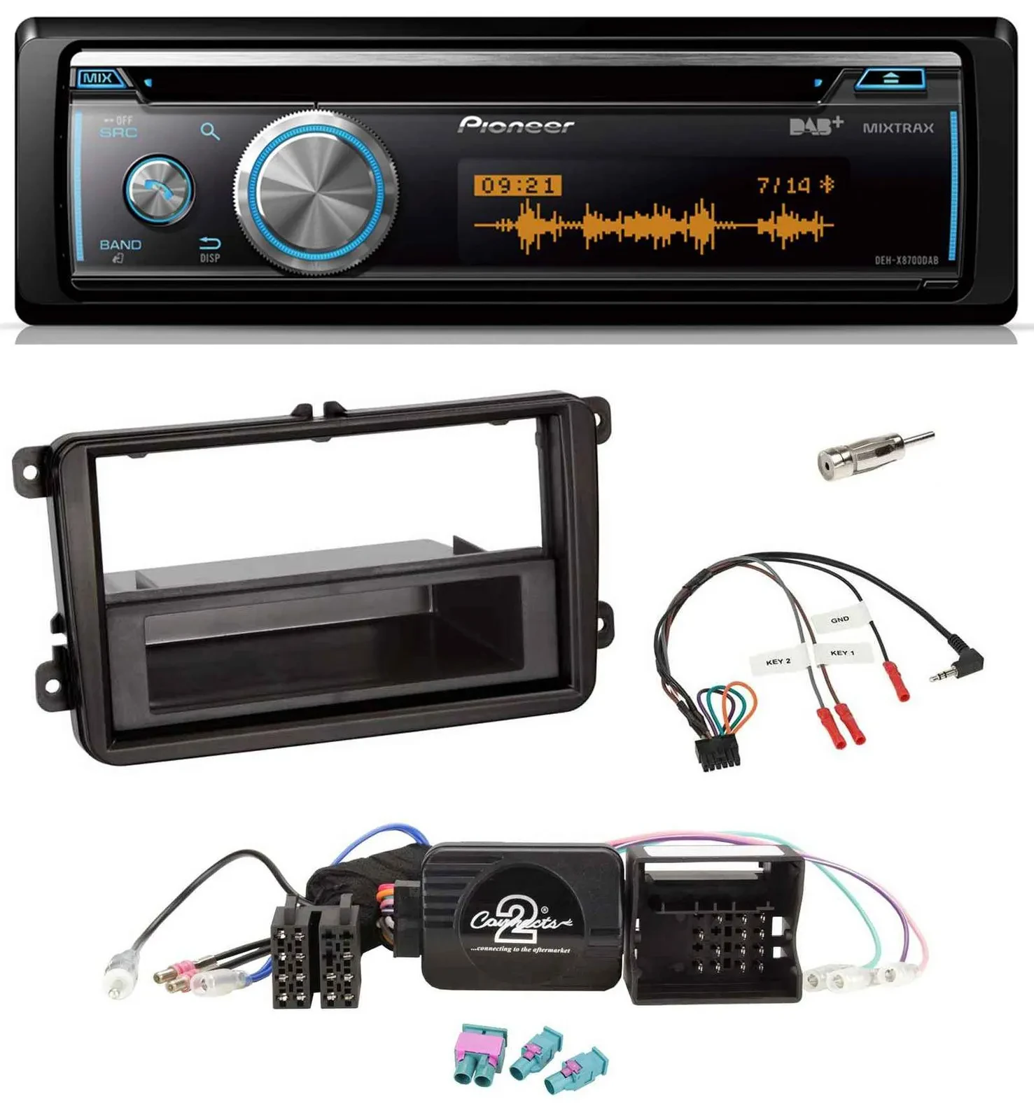 Pioneer Lenkrad DAB USB CD Bluetooth Autoradio für VW Passat Polo Scirocco Shara