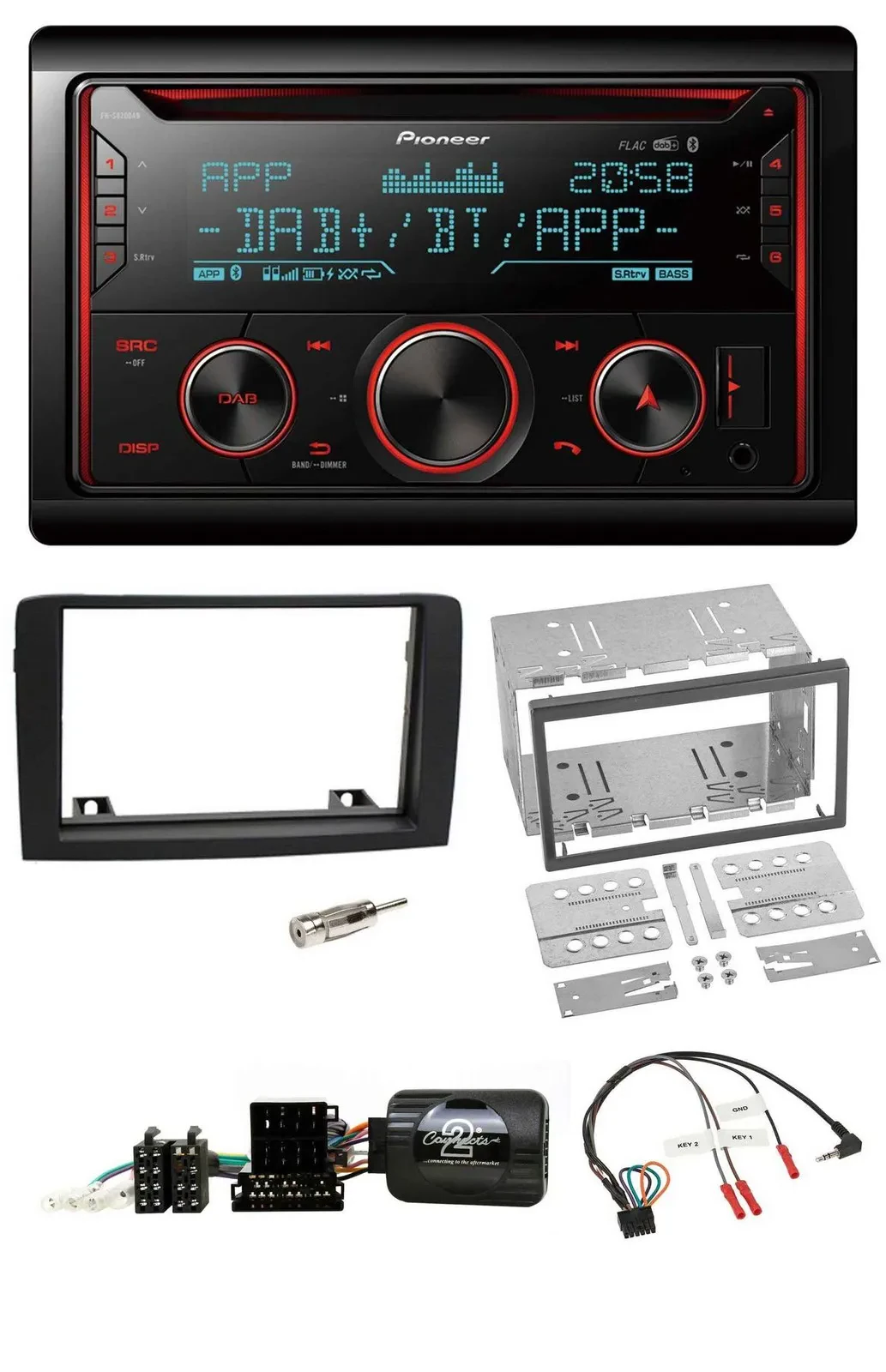 Автомагнитола Pioneer 2 DIN, DAB, Bluetooth, USB, CD, для Fiat Idea (2006–2012), черная