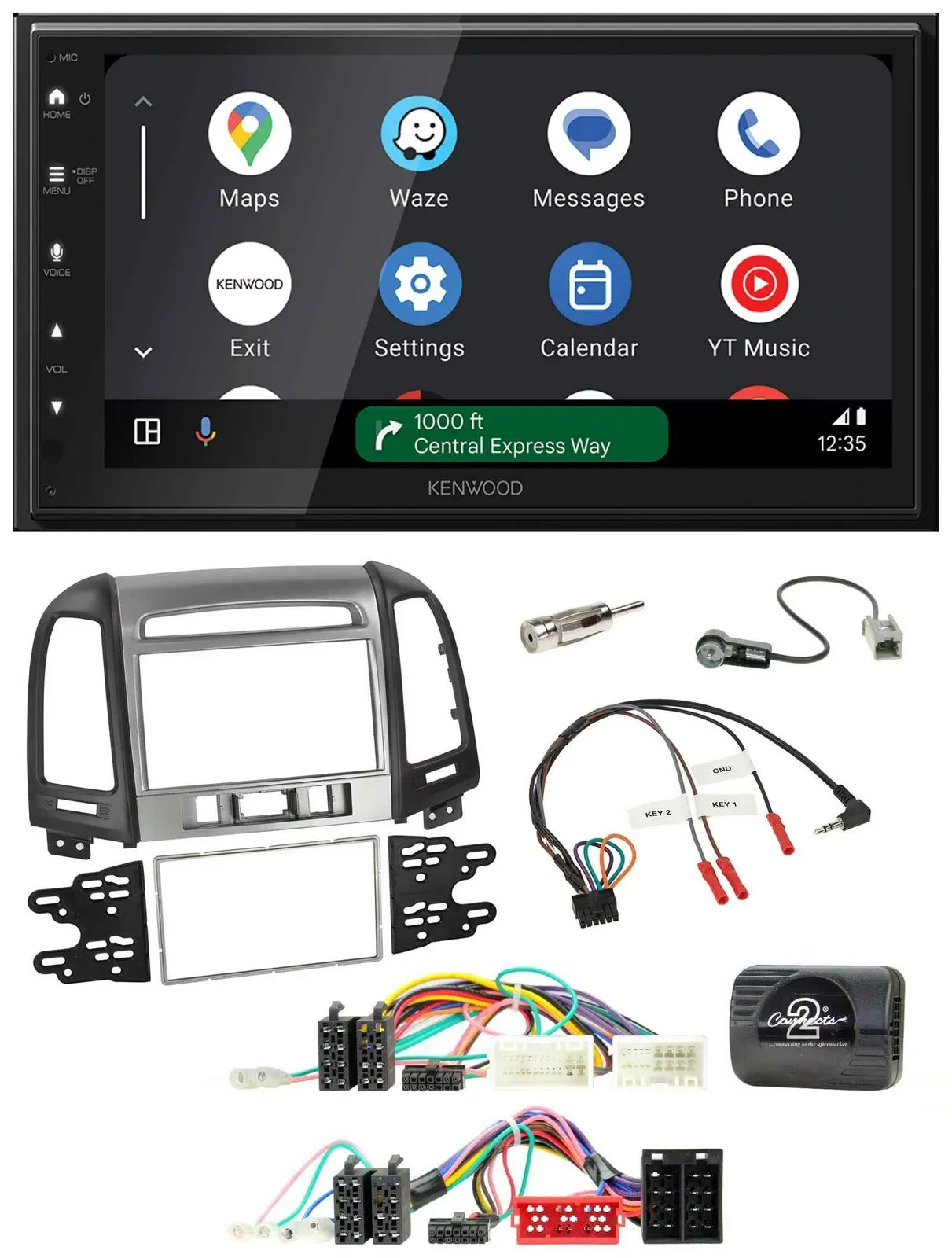 Kenwood DAB Bluetooth USB Lenkrad 2DIN Autoradio für Hyundai Santa Fe 10-12 3 Sc