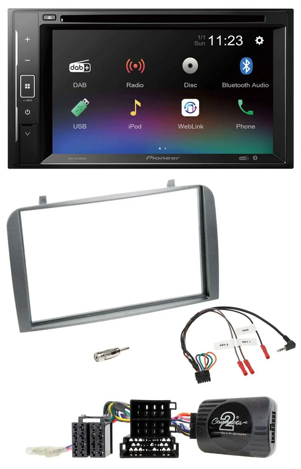Pioneer Bluetooth Lenkrad USB 2DIN DAB DVD Autoradio für Alfa Romeo GT 147 07-10