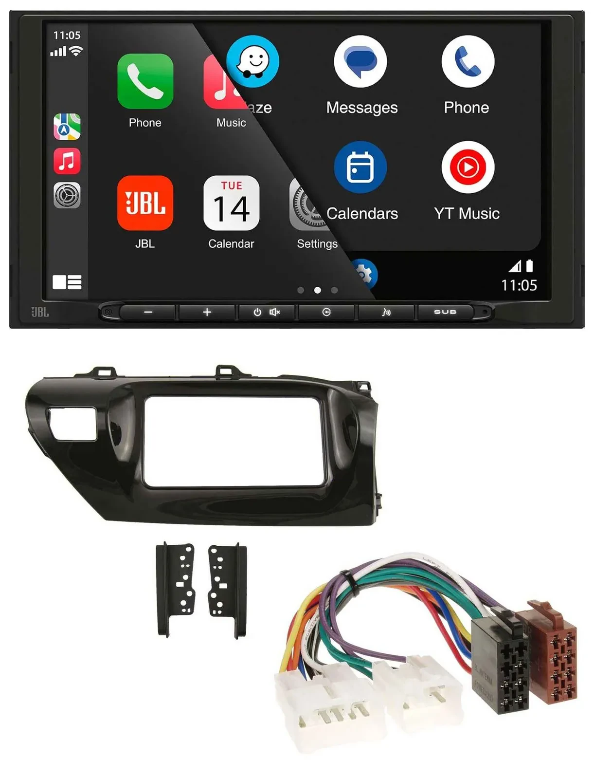 Автомагнитола для Toyota Hilux (2015–2020) JBL 2-DIN USB MP3 Bluetooth AUX
