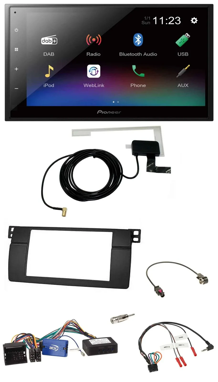 Автомагнитола для BMW 3 Series (E46, 2002–2006) Pioneer 2DIN, DAB, Bluetooth, USB, чёрный