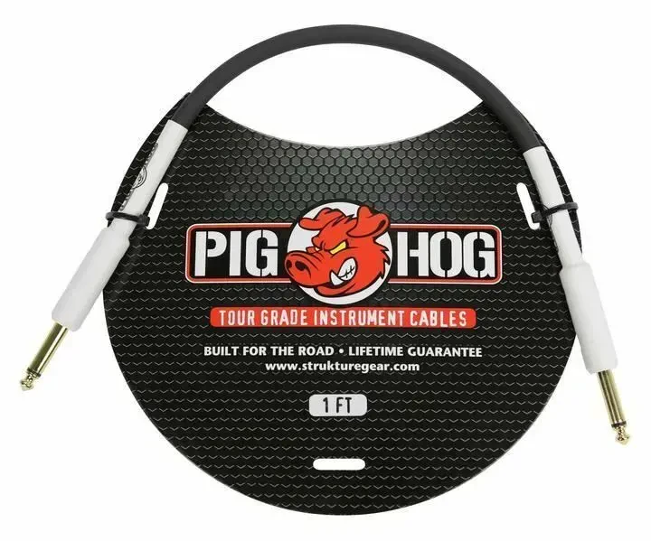 Патч-кабель инструментальный Pig Hog PH-1 Black White 0.3 м