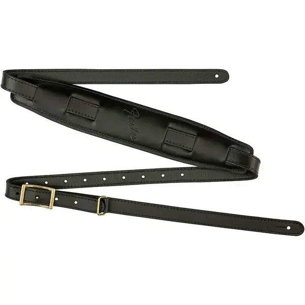 Гитарный ремень Fender Mustang Saddle Leather Guitar Strap Black 2.5 in.