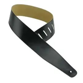 Ремень для гитары Henry Heller HBL2-BLK/BLK 2", кожа, черный, регулируемый, черная прострочка
