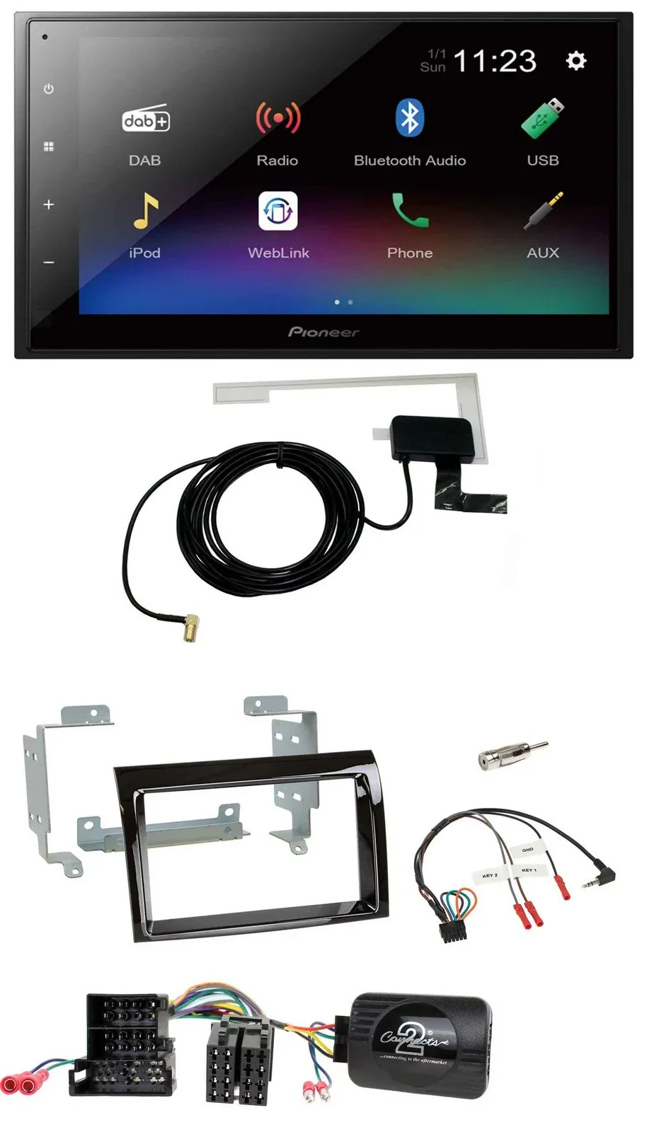 Pioneer DAB Lenkrad Bluetooth 2DIN USB Autoradio für Fiat Peugeot Citroen klavie