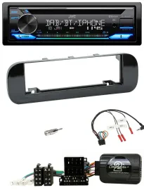 Автомагнитола JVC CD/USB, DAB, Bluetooth для Fiat Panda (2012–2020), черный глянец, с поддержкой кнопок на руле