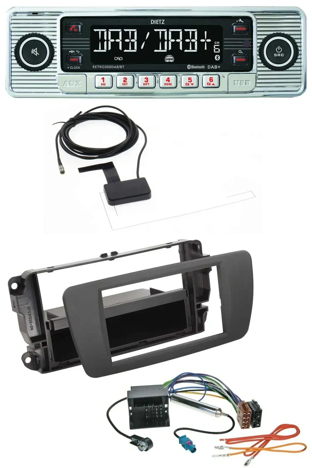 Dietz Bluetooth USB MP3 DAB Autoradio für Seat Ibiza (ab 12) - tuam grey