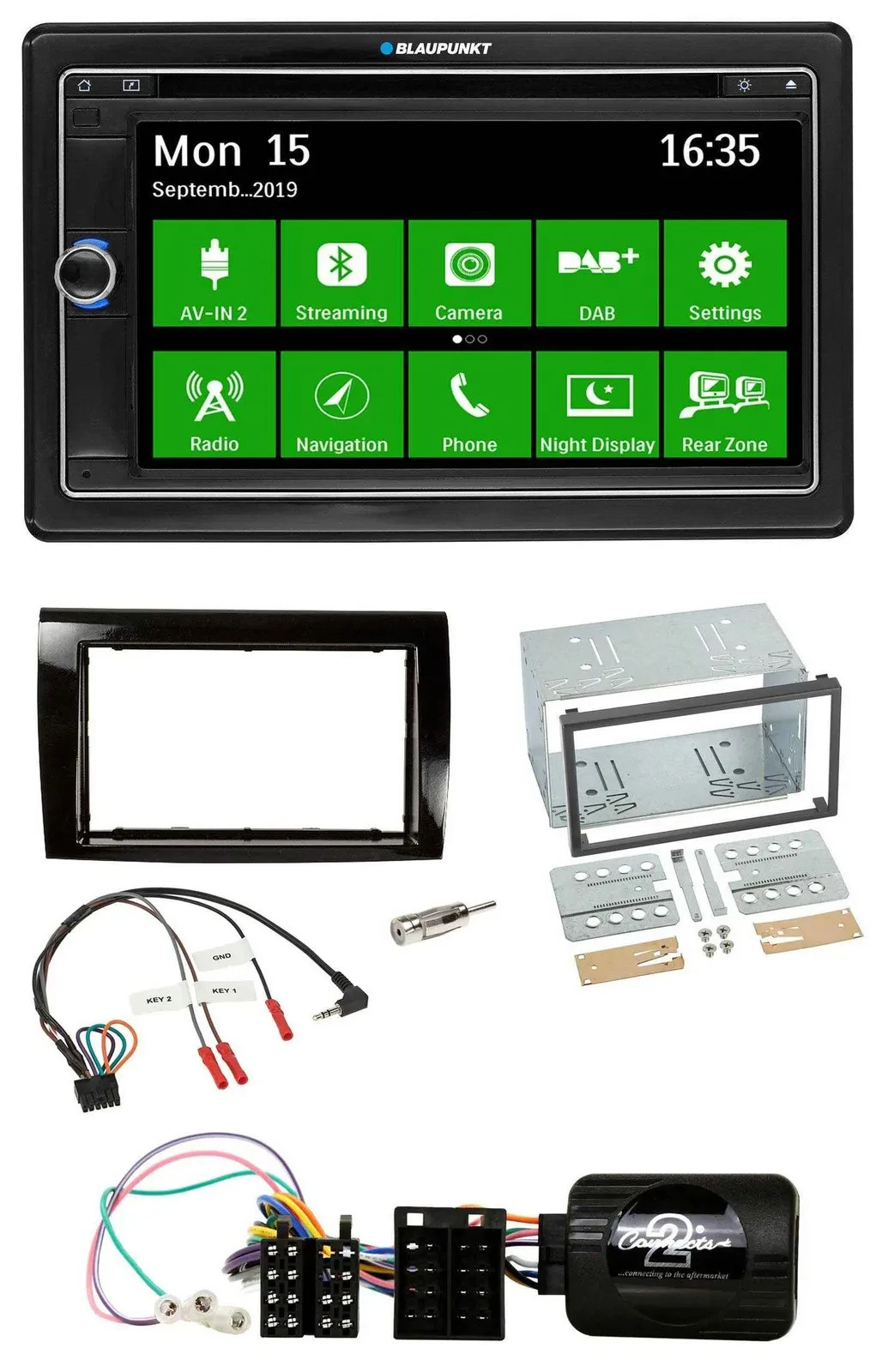Blaupunkt Bluetooth 2DIN Lenkrad DAB USB TMC Navigation für Fiat Bravo 2007-2014