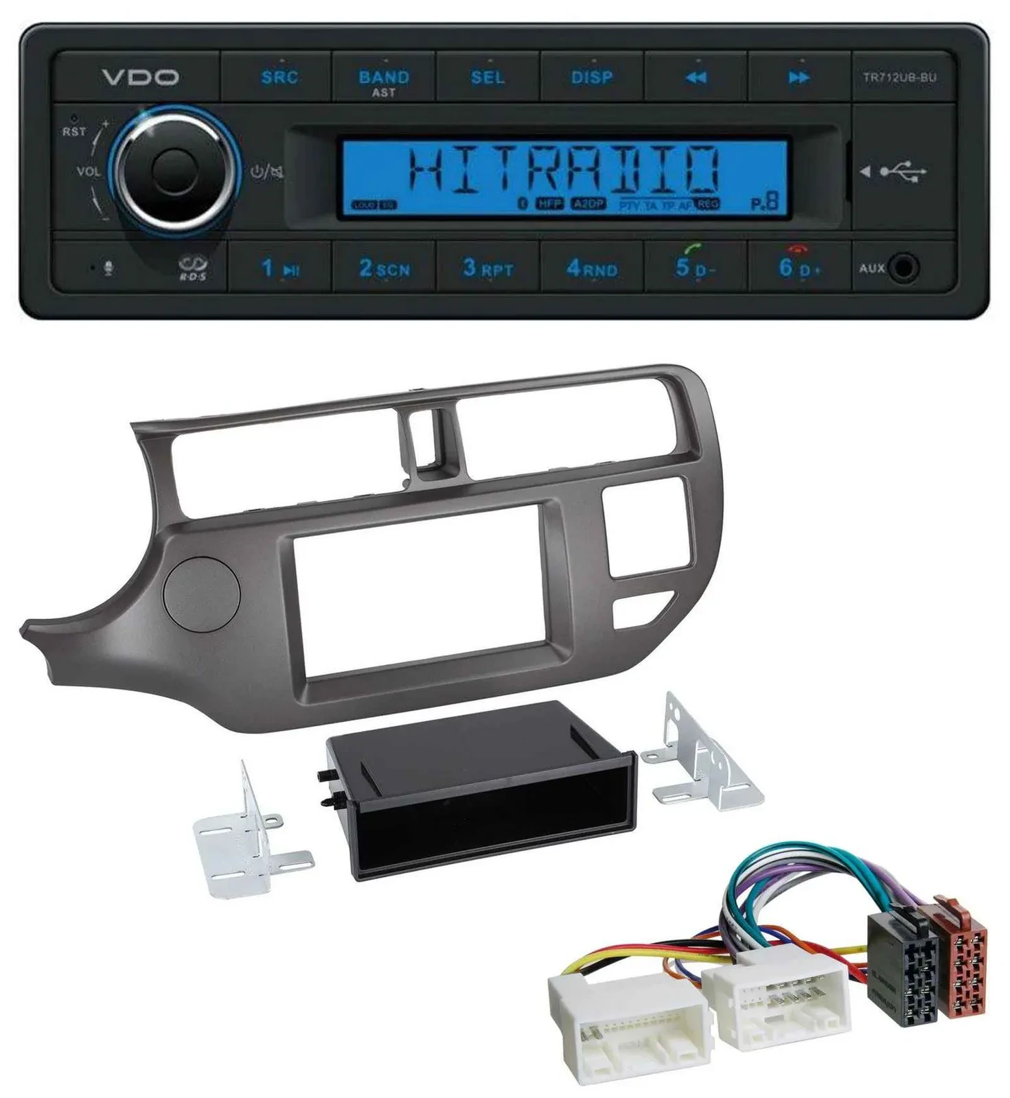 Автомагнитола для Kia Rio UB 2011–2014 VDO Bluetooth, USB, AUX, MP3 антрацит
