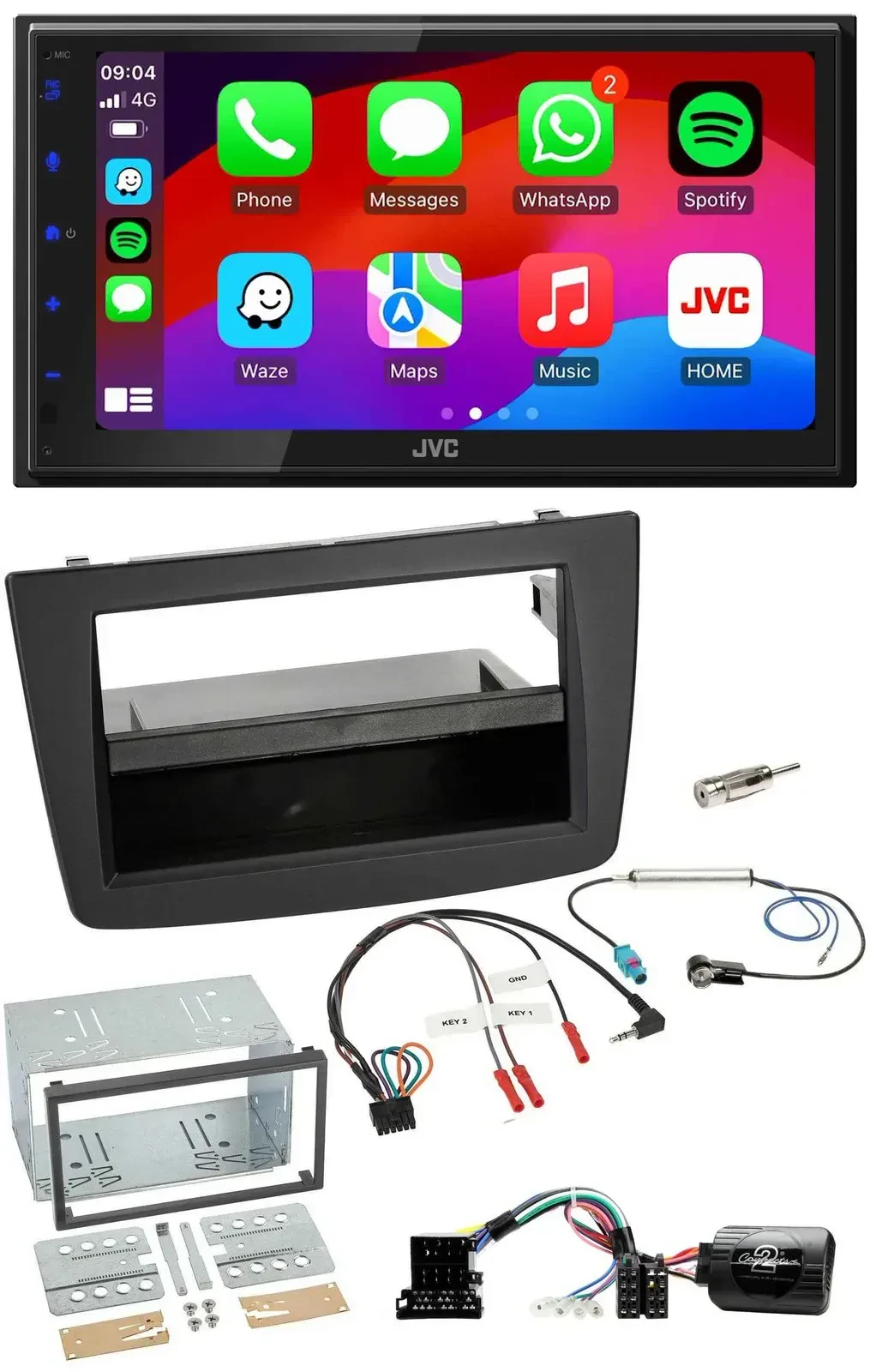 JVC Bluetooth 2DIN Lenkrad DAB USB Autoradio für Alfa Romeo Mito 08-14 schwarz