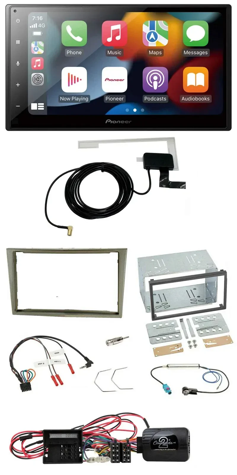 Автомагнитола Pioneer 2DIN USB Bluetooth DAB для Opel Corsa D, поддержка управления на руле, цвет сатин-стоун