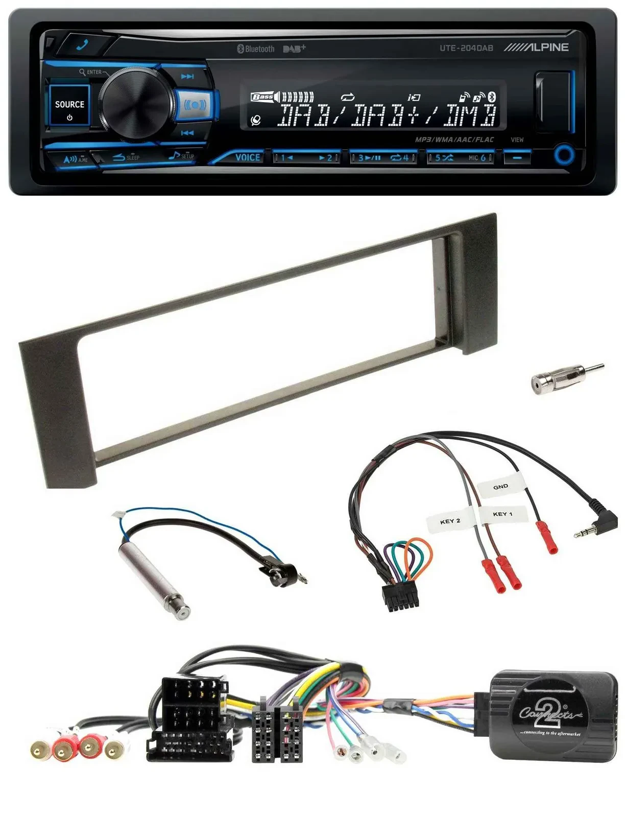 Alpine USB Bluetooth DAB Lenkrad Autoradio für Audi A4 00-09 ISO Fakra teilaktiv