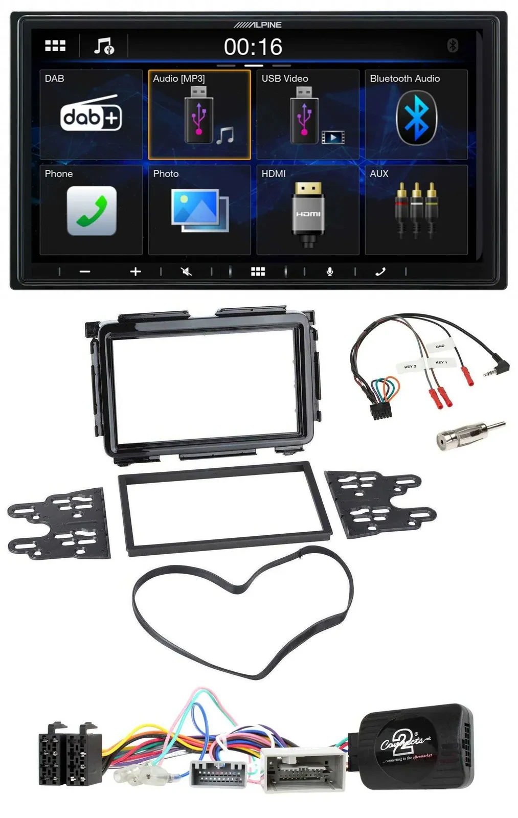 Alpine Bluetooth 2DIN Lenkrad DAB USB Autoradio für Honda HR-V RU ab 2015 schwar