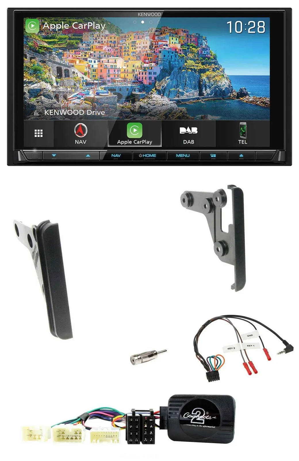 Автомагнитола для Toyota RAV4 (2001–2005) Kenwood 2DIN, Bluetooth, USB, DAB, навигация, TMC, поддержка управления с руля