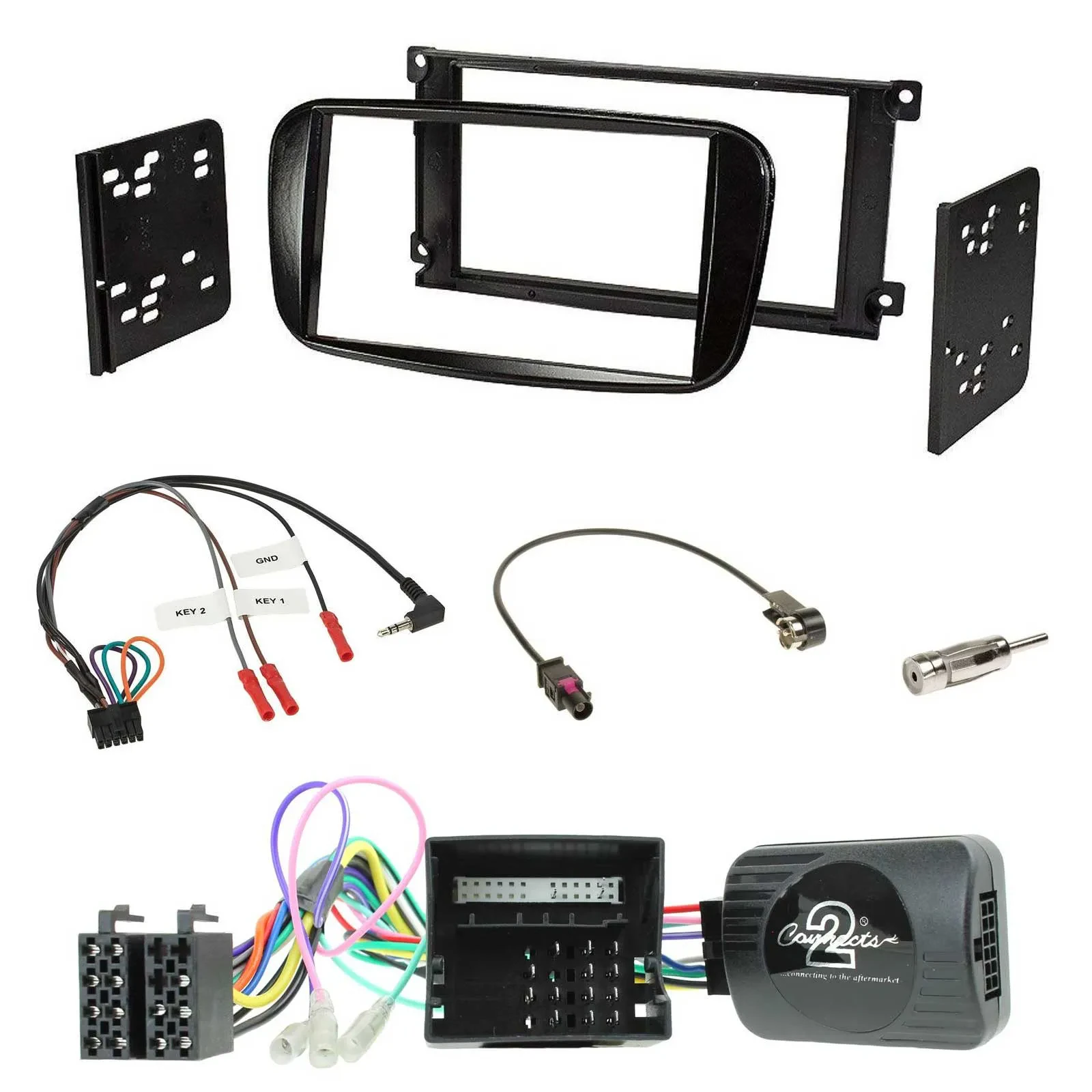 Radioset Lenkradadapter Doppel DIN Autoradio für Ford Mondeo S-Max glänzend schw