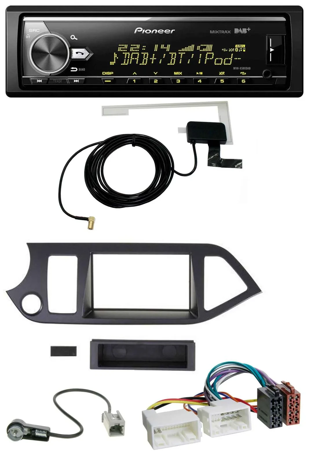 Автомагнитола для Kia Picanto Pioneer Bluetooth, DAB, USB, MP3, поддержка Start-Stop