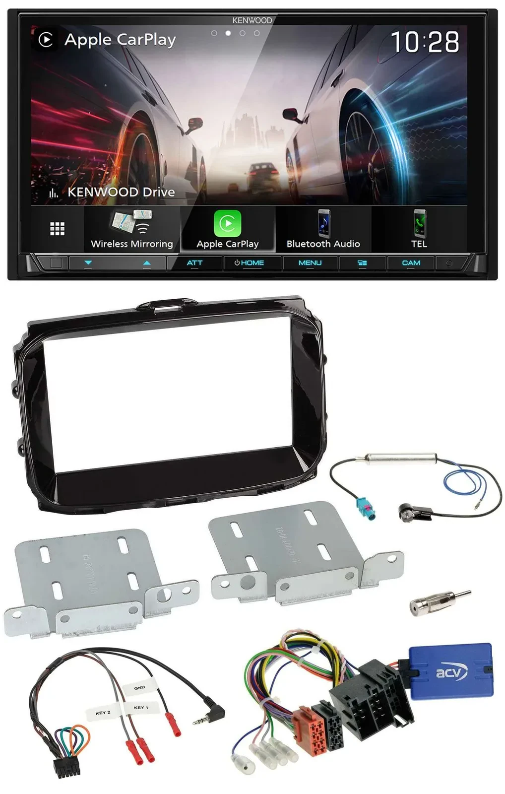 Kenwood Lenkrad 2DIN USB DAB Bluetooth Autoradio für Alfa Giulietta ISO 2013-202