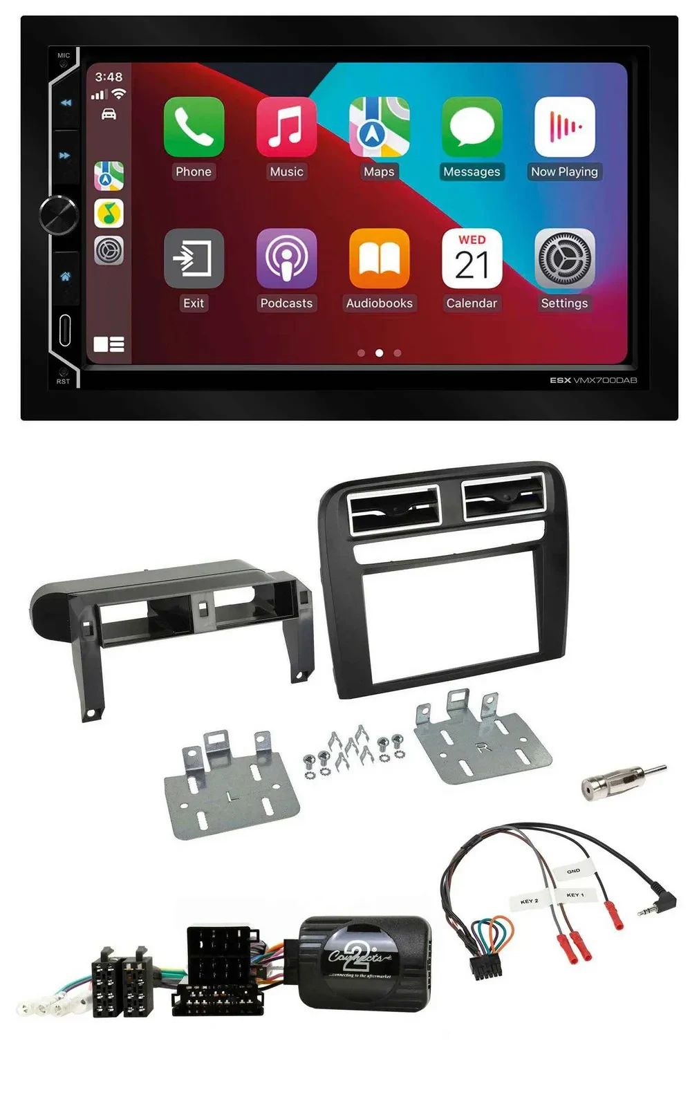 ESX 2DIN DAB USB Lenkrad Bluetooth Autoradio für Fiat Grande Punto 06-09 schwarz