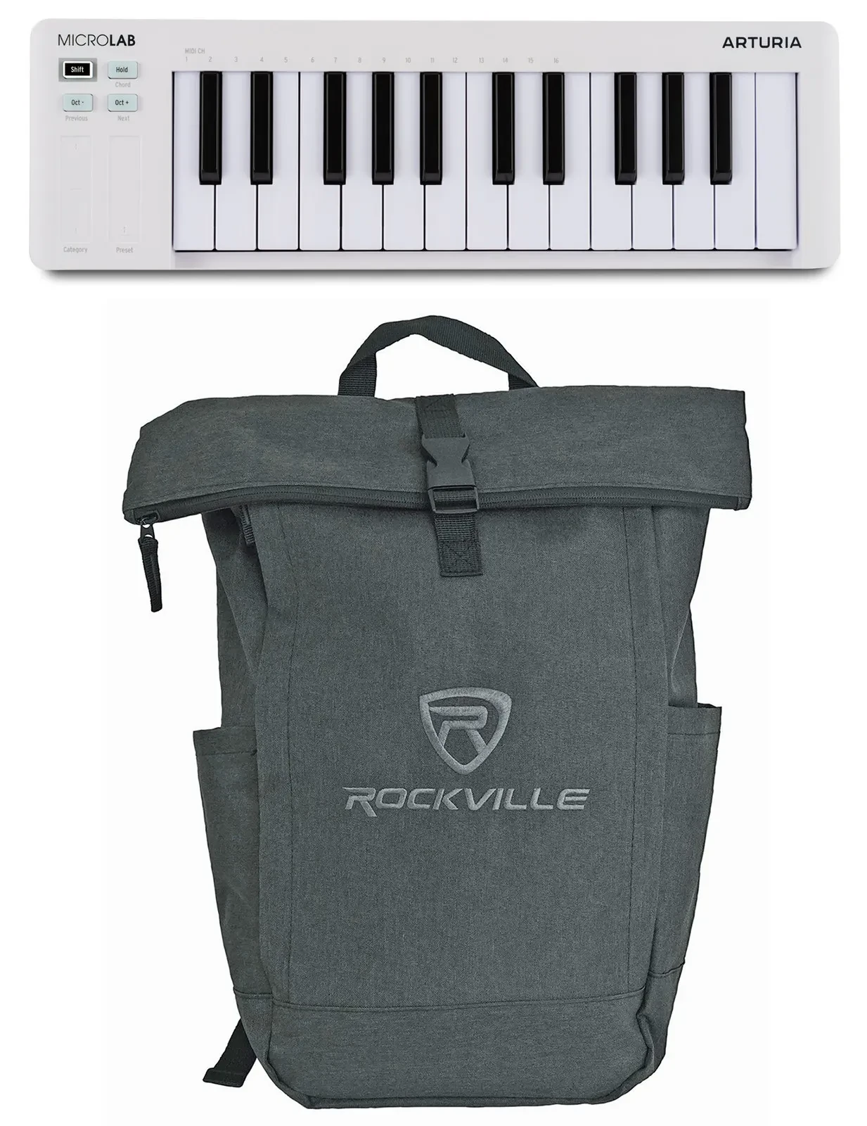 Arturia MICROLAB MK3 White 25-Key MIDI USB Keyboard Controller+Backpack