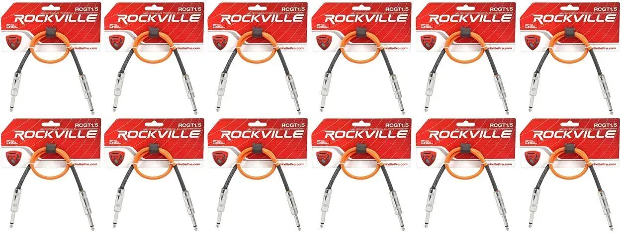 Патч-кабель инструментальный Rockville RCGT1.5O Orange 0.45 м (12 штук)