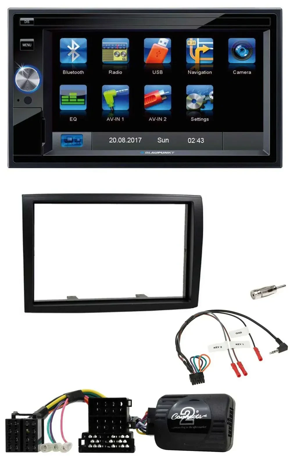 Blaupunkt SD USB TMC Bluetooth 2DIN Lenkrad Navigation für Citroen Jumper Peugeo