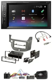 Pioneer DAB Lenkrad 2DIN Bluetooth USB Autoradio für Honda Jazz ab 2014 silber