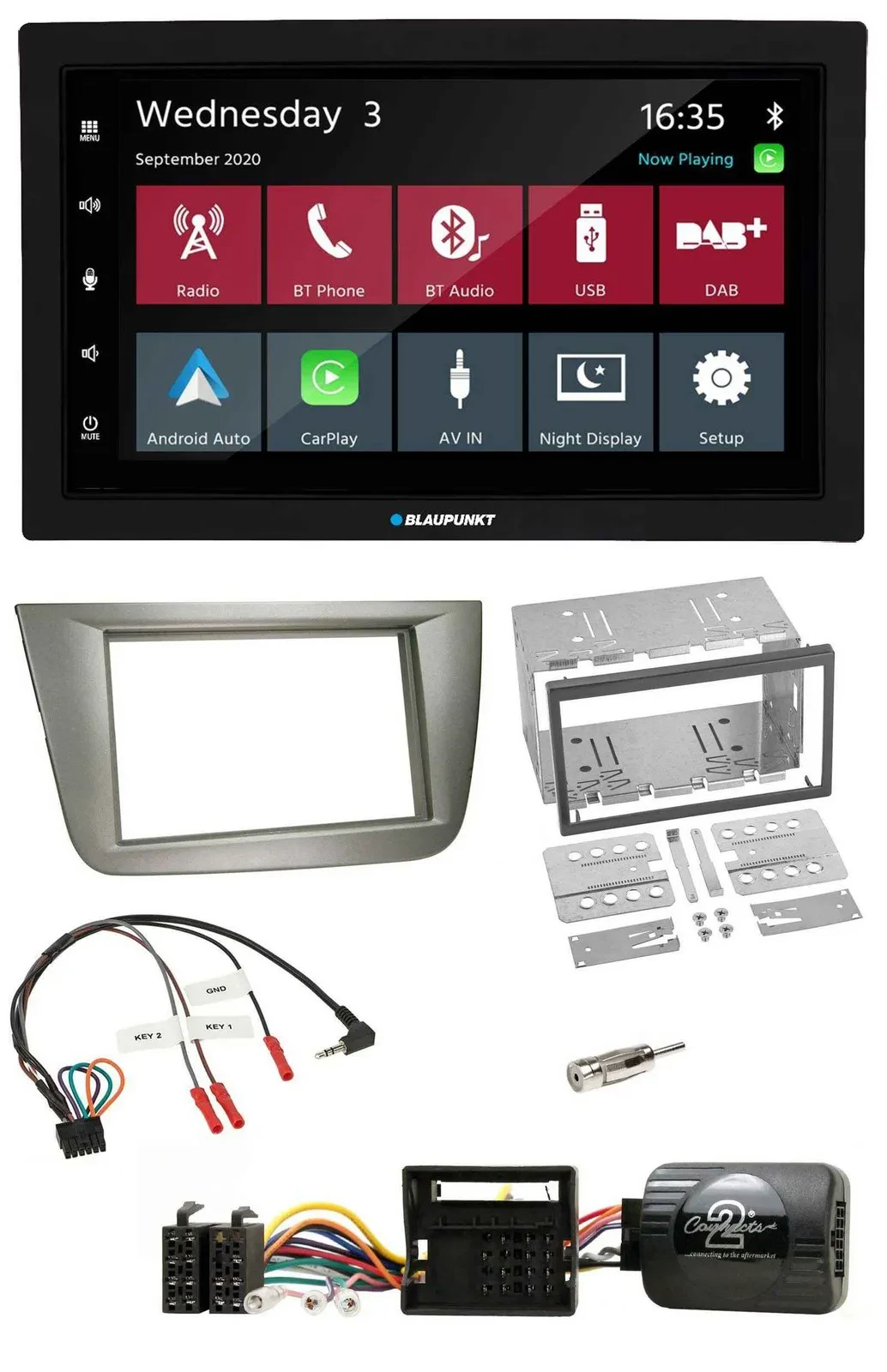 Blaupunkt 2DIN Lenkrad USB Bluetooth DAB Autoradio für Seat Toledo Altea silber