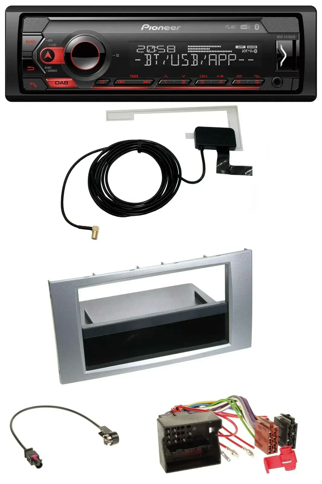 Автомагнитола для Ford Kuga/Fusion/Transit (2005–2012) Pioneer DAB, USB, MP3, Bluetooth, серебристый
