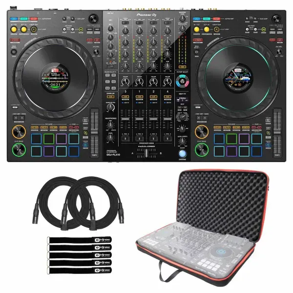 DJ-контроллер с джогом Pioneer DDJ-FLX10 Black с аксессуарами