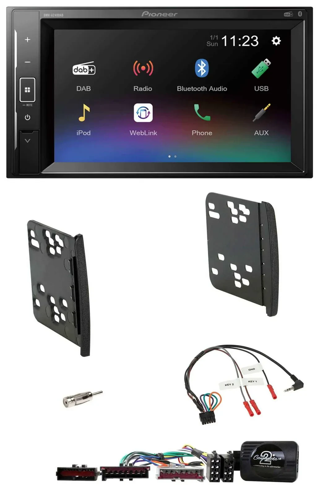 Pioneer DAB Lenkrad 2DIN Bluetooth USB Autoradio für Ford Focus Galaxy Mondeo