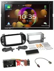 JVC DAB MP3 2DIN Bluetooth USB Autoradio für Fiat 500 (ab 12) schwarz