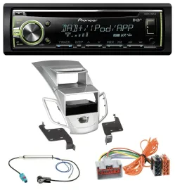 Автомагнитола Pioneer DAB, CD, USB, MP3, AUX для Ford Fiesta (2008–2010), серебристая