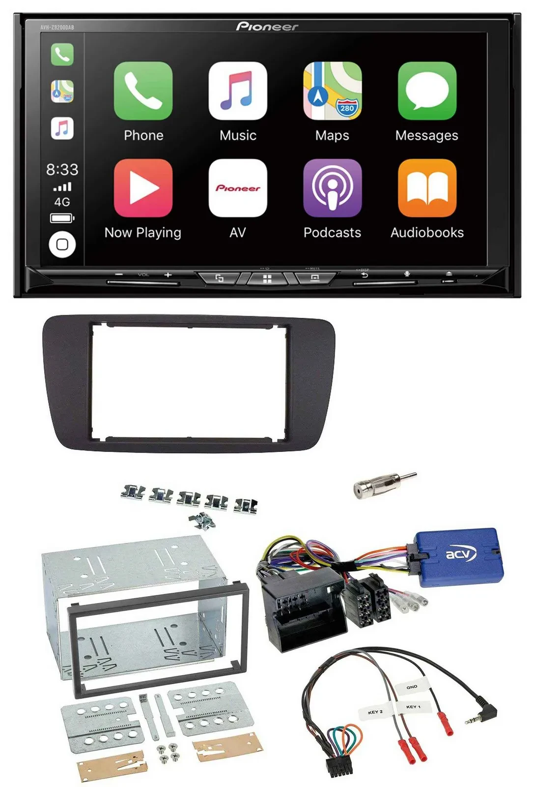 Pioneer 2DIN Lenkrad USB DAB DVD Bluetooth Autoradio für Seat Ibiza ab 08 azabac