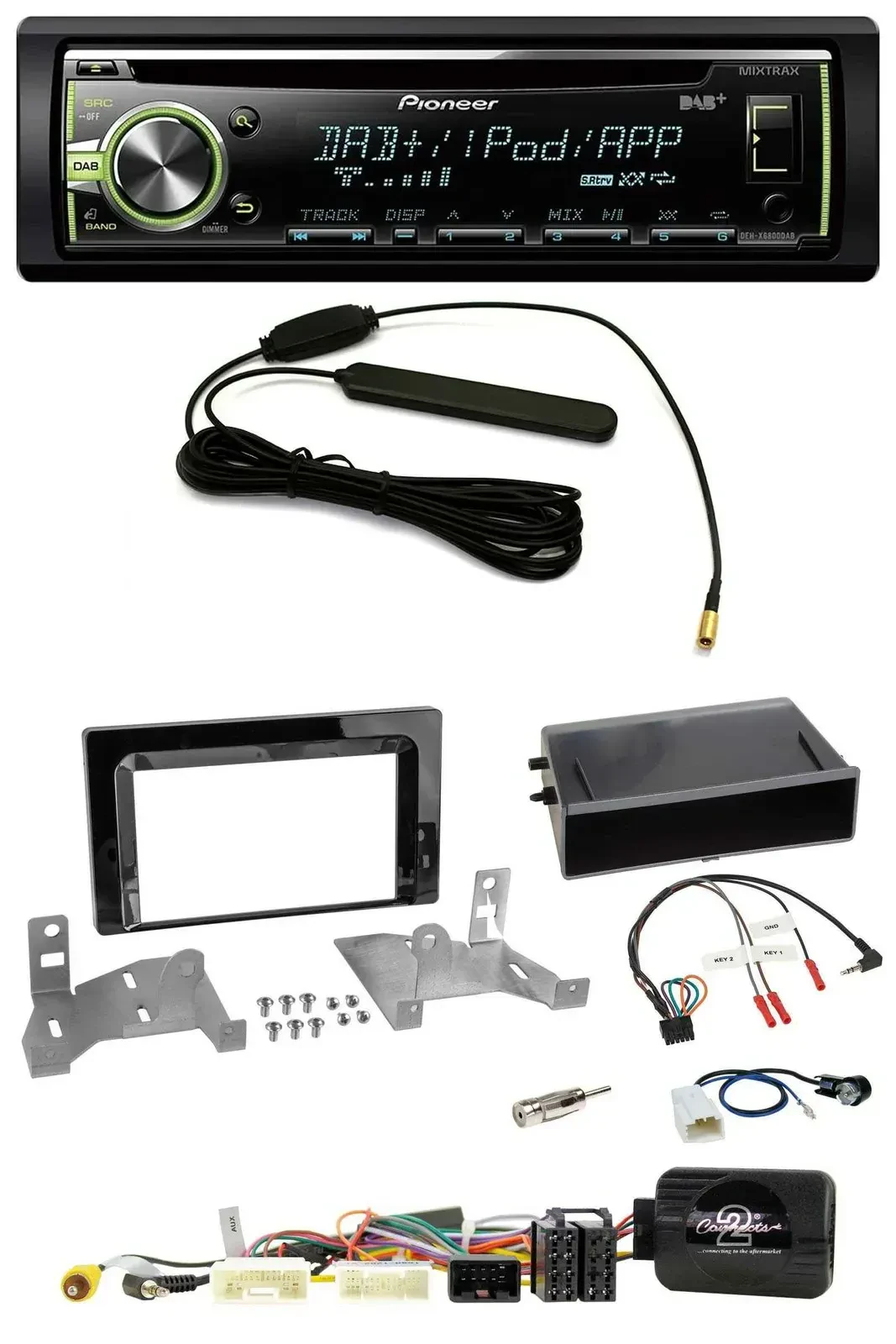 Автомагнитола для Toyota Aygo (с 2022) Pioneer AB7 MP3 USB CD DAB, поддержка управления на руле, черный глянец