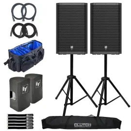 Electro-Voice ZLX-15P-G2-US 15" Speakers 2-Pack with Covers & Stands