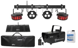Chauvet DJ GigBAR Flex (2) Derby+(2) Par Can Lights+Footswitch+Fogger+Gal. Fluid