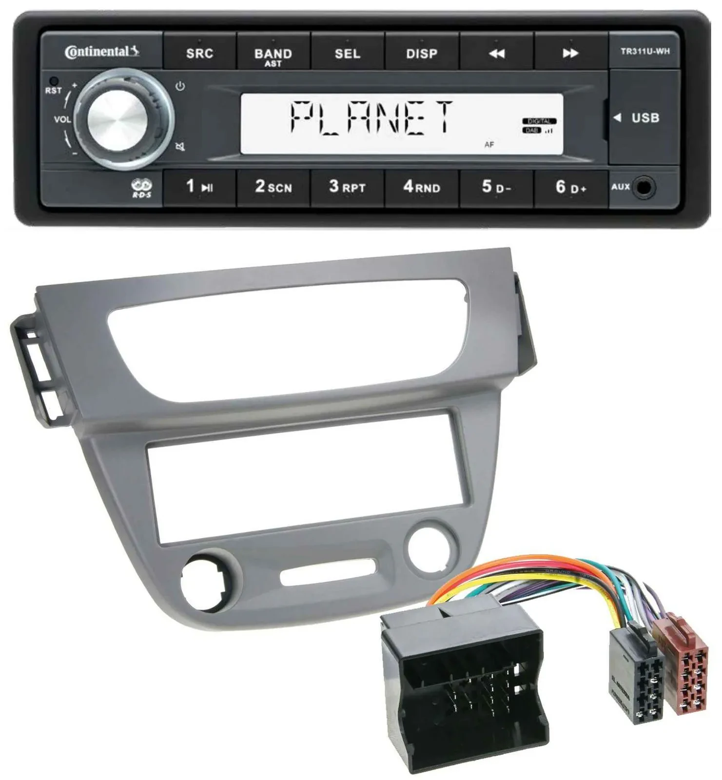 Continental USB MP3 AUX 1DIN Autoradio für Renault Megane 3 Quadlock 09-14 grau