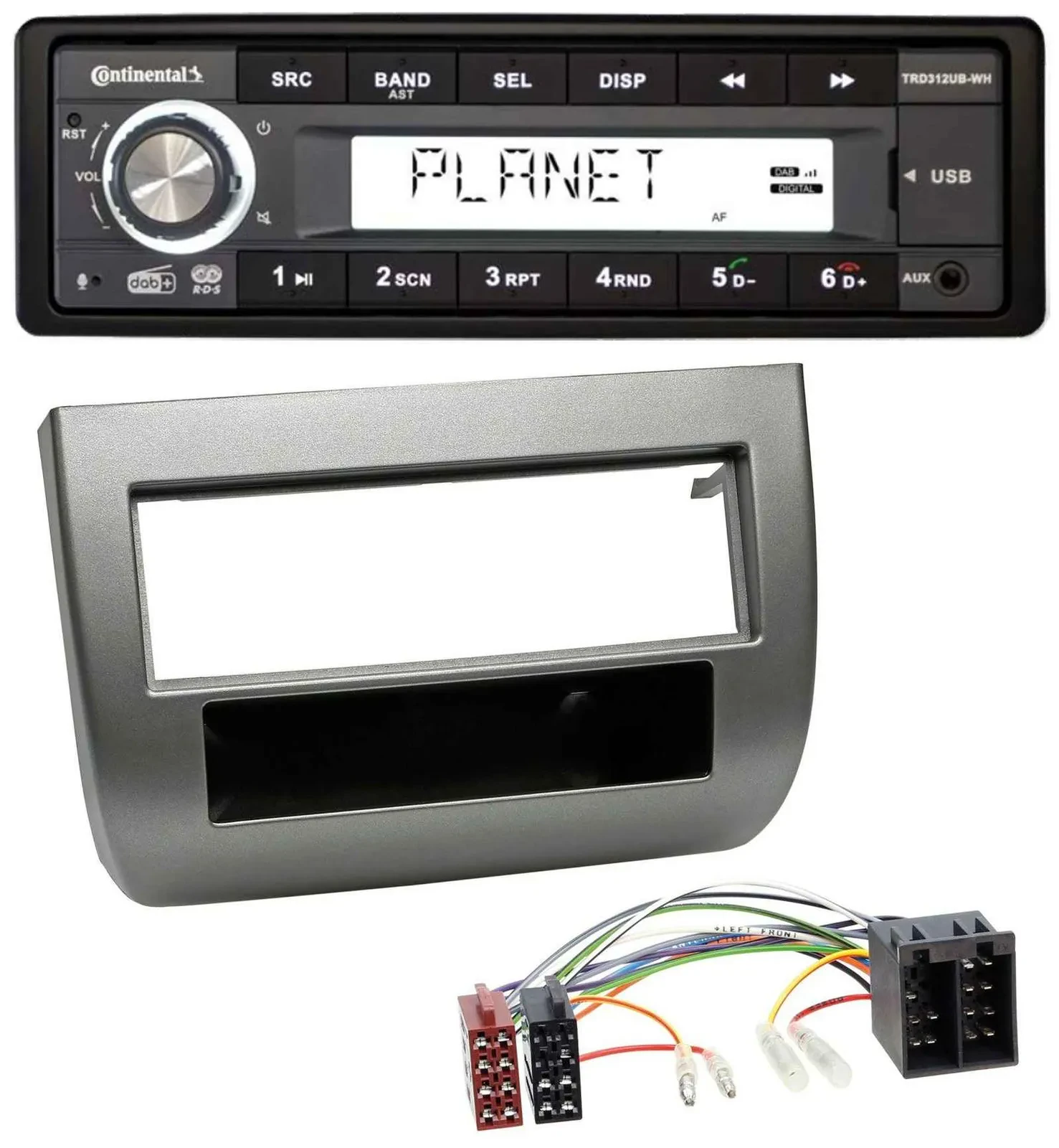 Автомагнитола для Lancia Y (843 2003–2011) Continental USB/AUX/DAB/MP3 1 DIN антрацит