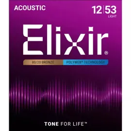 Струны для акустической гитары Elixir Polyweb 11050 12-53, бронза