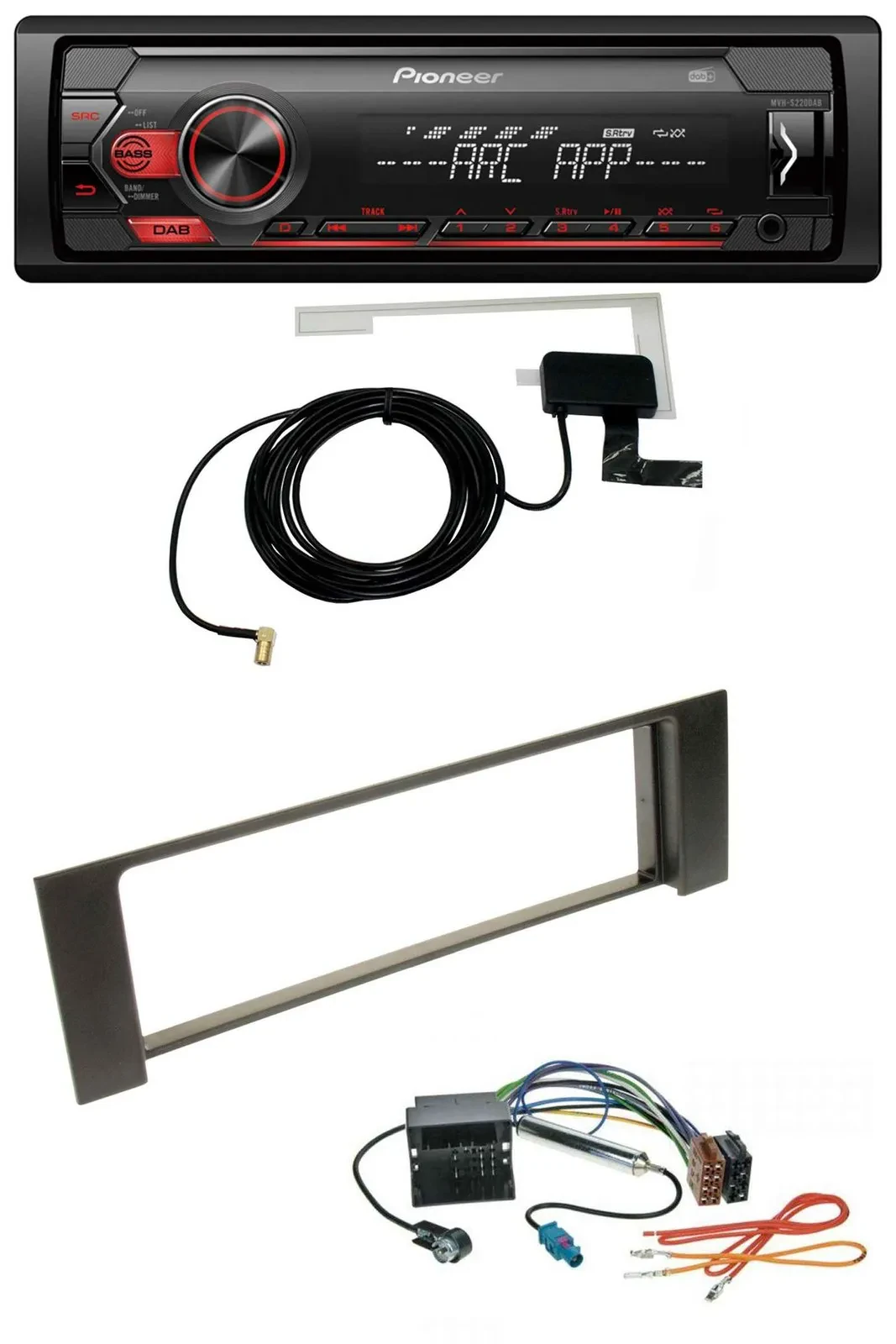 Автомагнитола Pioneer 1DIN USB DAB MP3 AUX для Audi A4 B6 (2000–2004) Quadlock Fakra