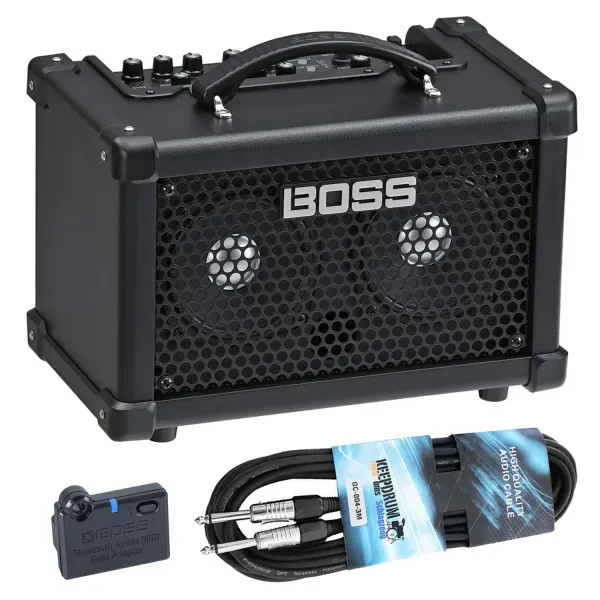 Boss Dual Cube Bass LX Bass-Verstärker mit BT-Dual Bluetooth Adapter und Kabel